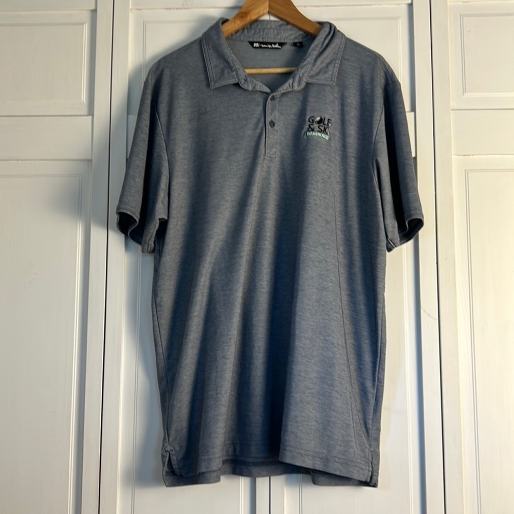 Travis Mathew Golf Polo Heather Blue/Grey w/ Embroidered Logo Size: XL